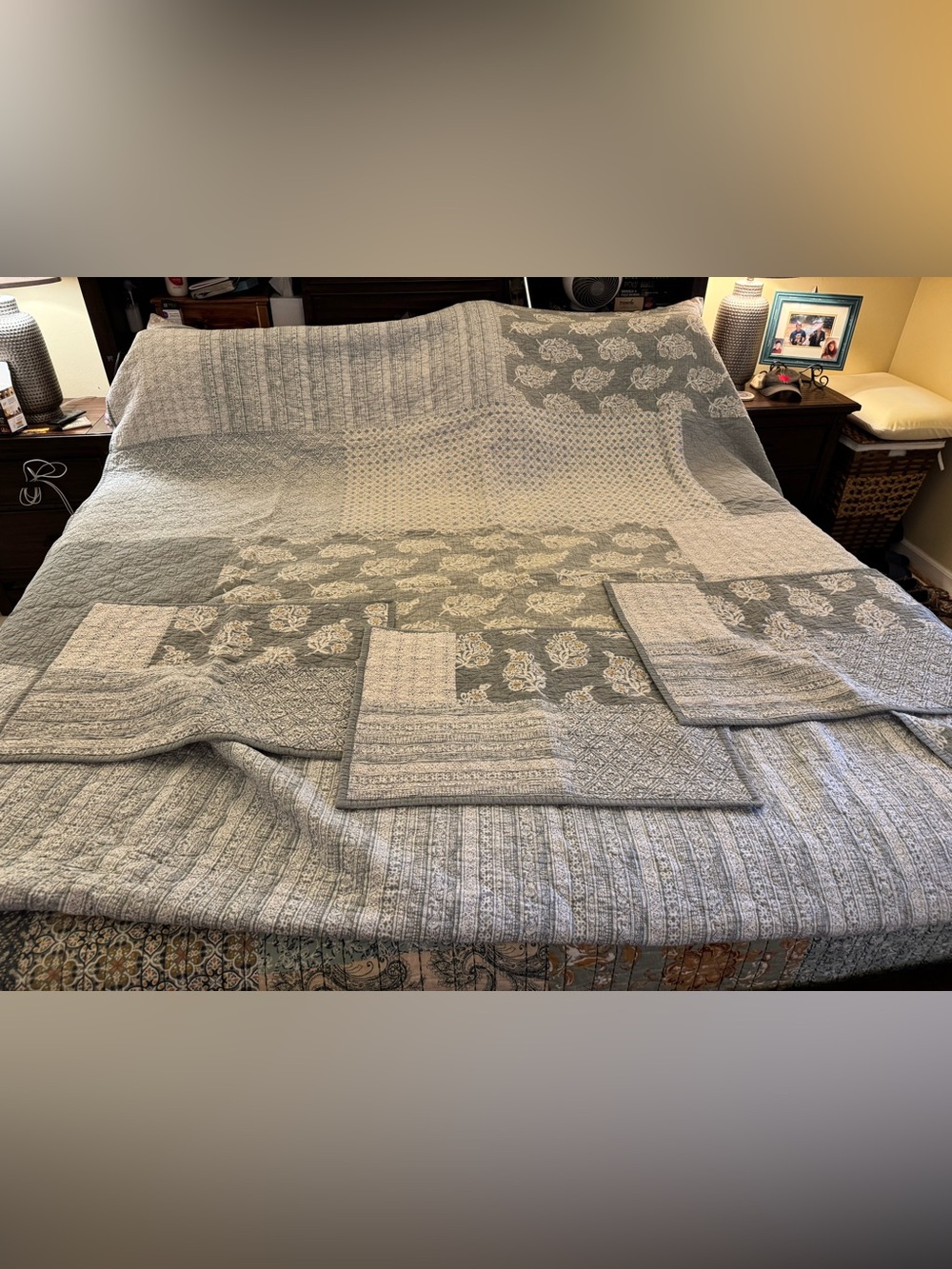 Sonoma Quilted Patchwork Bedspread in Sage and Cream